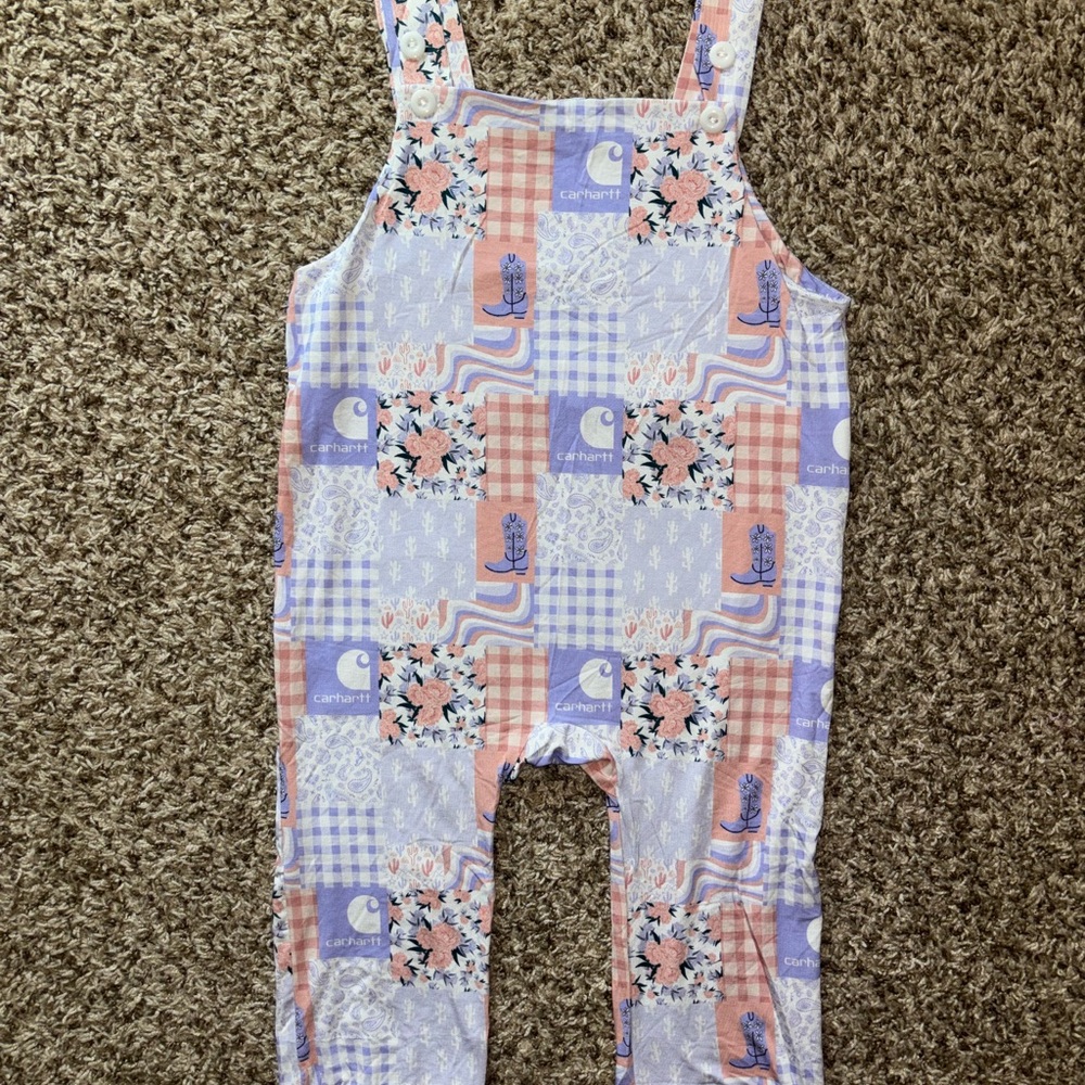 Carhartt bamboo patchwork overalls or romper -  size 2T
